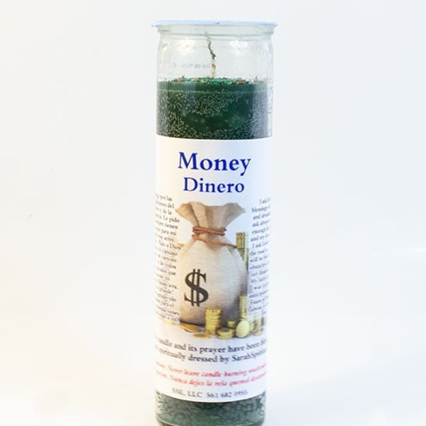 Money Candle -7 Day Hand Dressed & Blessed by SarahSpiritual ~ Attract Money, Financial Gains, and Winnings, Spiritual
