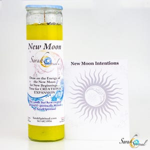 New Moon Spiritual Candle & Intention Setting Parchment - New Beginnings, Manifestation,Ceremony, Dressed and Blessed by SarahSpiritual