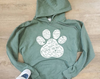 dog paw heartbeat hoodie