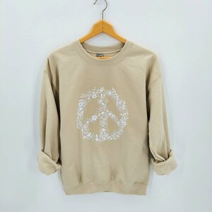 BlumenPullover - Peace Sign Pullover - Peace Sign Shirt - Peace and Love Shirt - Süßes Sweatshirt für Frauen - Wildflower Pullover