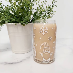 Christmas Gnomes Iced Coffee Glass, Beer Can Glass, Iced Coffee Glass, Christmas Cup, Christmas Coffee Cup, Coffee Cup, Christmas Coffee Mug