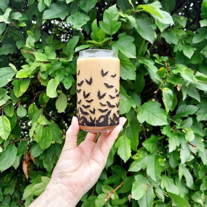 Halloween Iced Coffee Glass, Beer Can Glass, Iced Coffee Glass, Halloween Cup, Halloween Coffee Cup, It&#39;s Fricken Bats, Spooky Season Cup