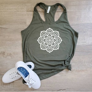 Mandala Tank - Mandala Shirt - Distressed Flower Shirt - Cute Spring Tank - Razor - Cute Spring Shirt - Cute Tank for Women - Yoga Tank