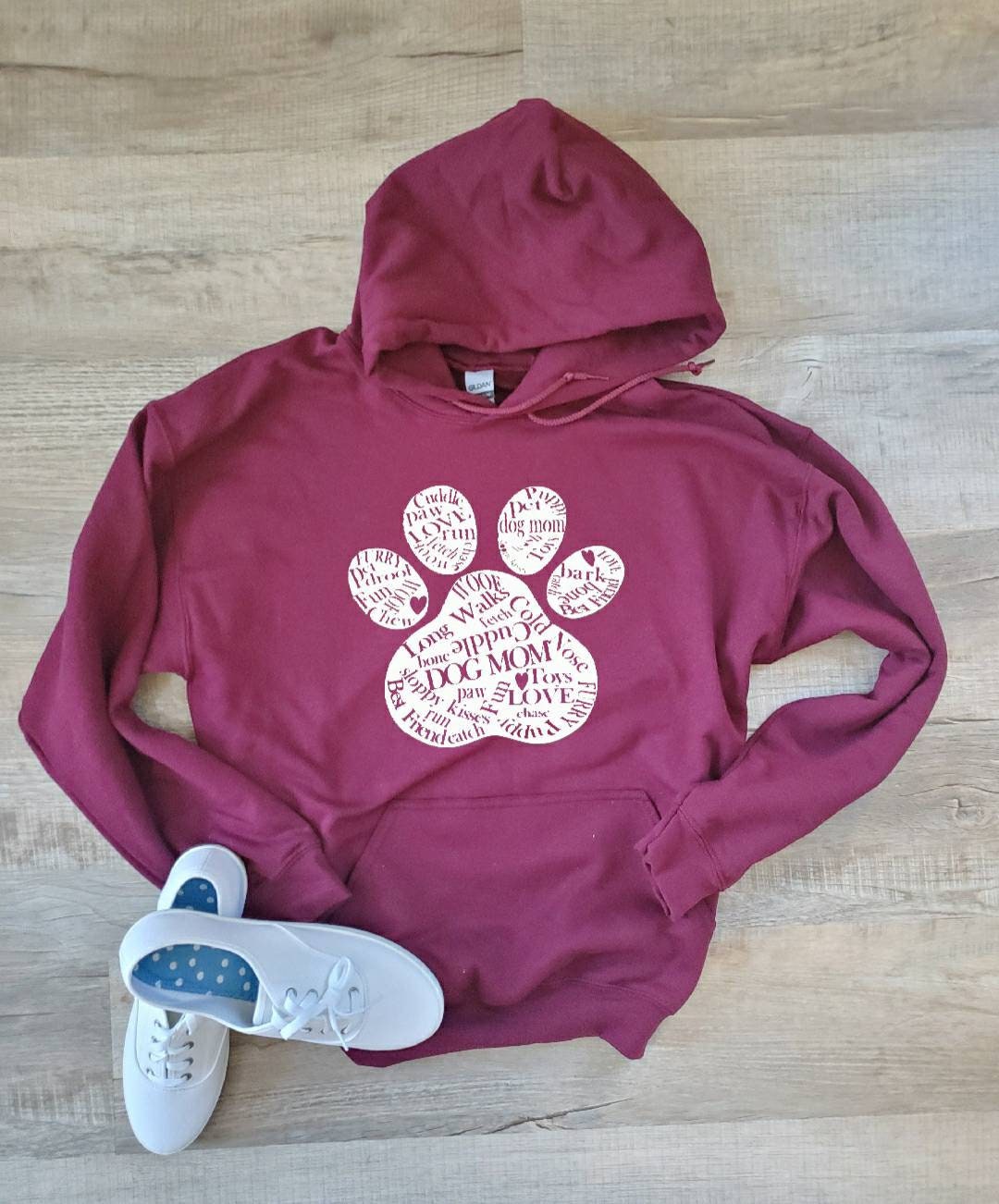 Dog Mom Hoodie Paw Print Hoodie Dog Lover Hoodie Dog Etsy