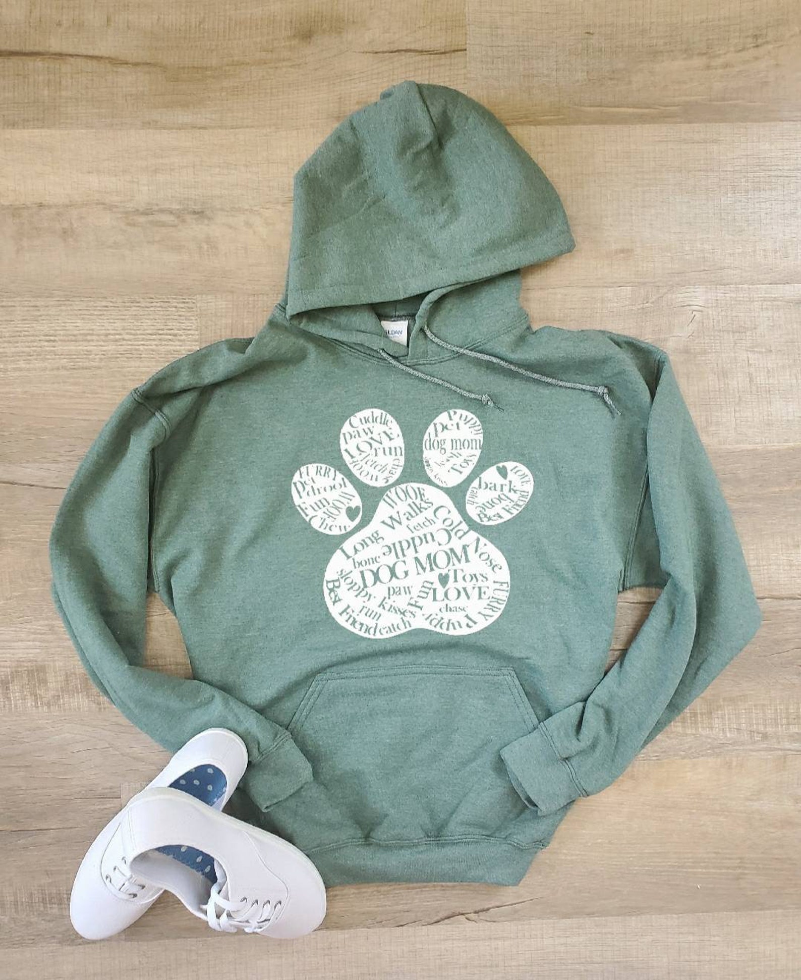 Dog Mom Hoodie Paw Print Hoodie Dog Lover Hoodie Dog Etsy