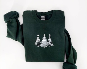 Kerstboomtrui - groenblijvende bomen - bomen sweater - kersttrui - minimalistische kersttrui - kerstcadeau