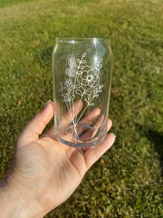Wildflower Iced Coffee Glass Floral Beer Can Glass Iced 