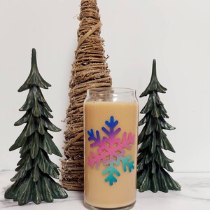 Schneeflocke Eisglas, Bierdöschenglas, Eiskaffeeglas, Weihnachtstasse, Weihnachts kaffeetasse, Kaffeetasse, Bierkanne Glas - Regenbogen