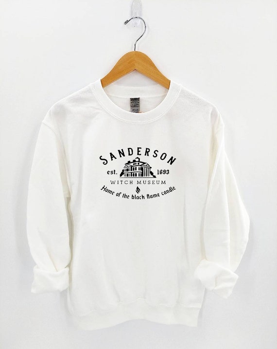 Sanderson Witch Museum Halloween Sweatshirt - Funny Hocus Pocus Graphic, Black Flame Candle Design