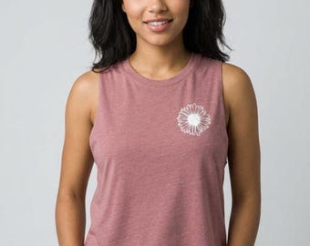 Wildflower Shirt - Wildflower Tank - Flower Racerback - Sunflower Shirt - Flower Cropped Tank - Summer Tank  - Shirts for Women -