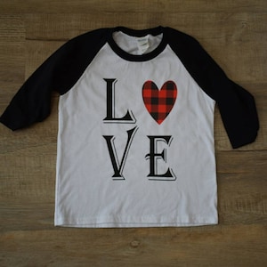 Love Baseball Shirt, Valentine&#39;s Day Shirt, Valentines Baseball Shirt, Love Baseball Shirt, Buffalo Plaid Love Shirt