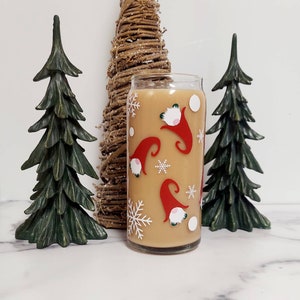 Christmas Gnomes Iced Coffee Glass, Beer Can Glass, Iced Coffee Glass, Christmas Cup, Christmas Coffee Cup, Coffee Cup, Christmas Coffee Mug