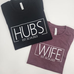 Ehemann & Frau Benutzerdefinierte Shirts Hubs Shirt Frau Shirt Braut Shirt Bräutigam Shirt Paare Shirt Flitterwochen Shirts
