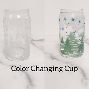 Christmas Tree Iced Coffee Glass, Beer Can Glass, Iced Coffee Glass, Christmas Cup, Christmas Coffee Cup, Coffee Cup, Color Changing Cup