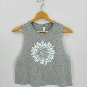 Distressed Flower Shirt - Distressed Flower Cropped Tank - Cute Spring Tank - Flower Tank - Cute Spring Shirt - Cute Tank for Women