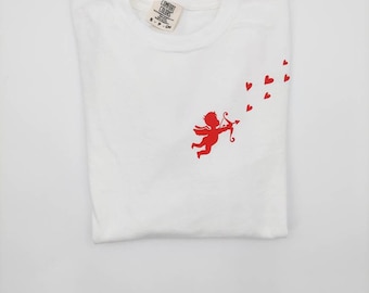 Camiseta de San Valentín - Linda camiseta de manga larga para mujer - Camiseta de Cupido para mujer - Linda camiseta de San Valentín - Camiseta estampada de manga larga para mujer