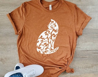 Cat Mom Shirt - Cat Lover Shirt - Pretty Cat Shirt - Cat Mom Gift - Cat Silhouette Shirt  - Gift for Her - Gift for Cat Lover - Mandala Cat