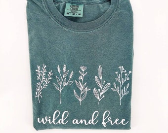 Wildflower Shirt- Cute Long Sleeve Shirt for Women - Wild and Free Shirt for Women - Cute Fall Shirt - Long Sleeve Graphic Shirt Women
