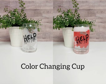 Halloween Iced Coffee Glass, Beer Can Glass, Iced Coffee Glass, Halloween Cup, Fall Cup, Fall Iced Coffee Cup, Color Changing Cup