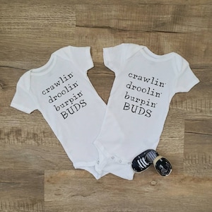 Twin Bodysuit Set - Best Friend Matching - Baby Shower Gift - Funny Twin Sets - Bodysuits -Twin Mom Gift - Best Buds Friends Set