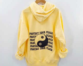 Protege tu sudadera con capucha Peace - Boodie estético - Sudadera con capucha de moda - Sudadera con capucha Peace - Sudadera con capucha Ying Yang - Protege tu sudadera Peace - Positiva