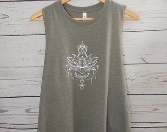 Mandala Tank Top - Cute Cropped Tank - Cute Summer Shirt - Summer Tank - Lotus Mandala Shirt - Yoga Tank - Mandala Tank
