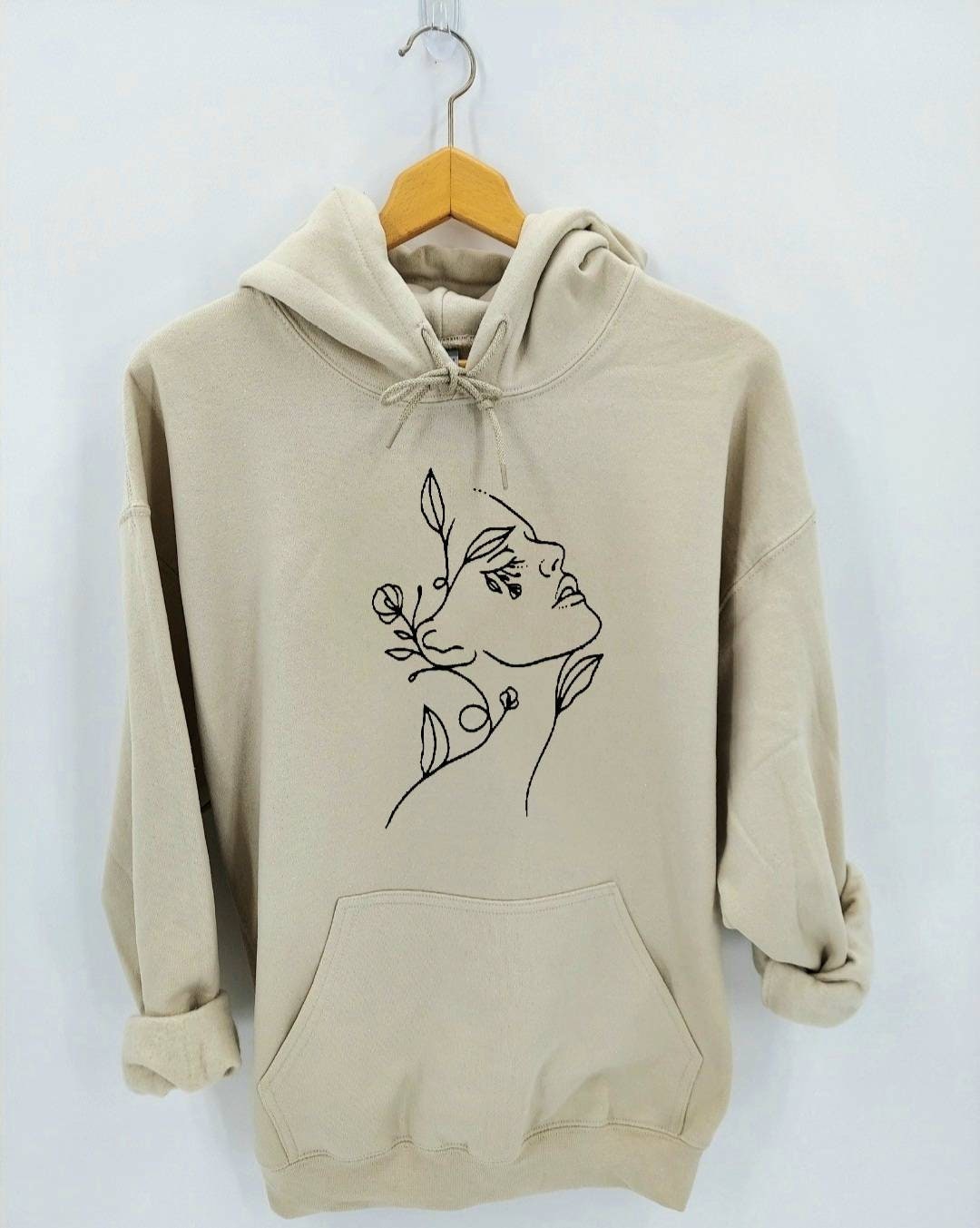 Minimalist Hoodie - Face Abstract Hoodie - Line Drawing