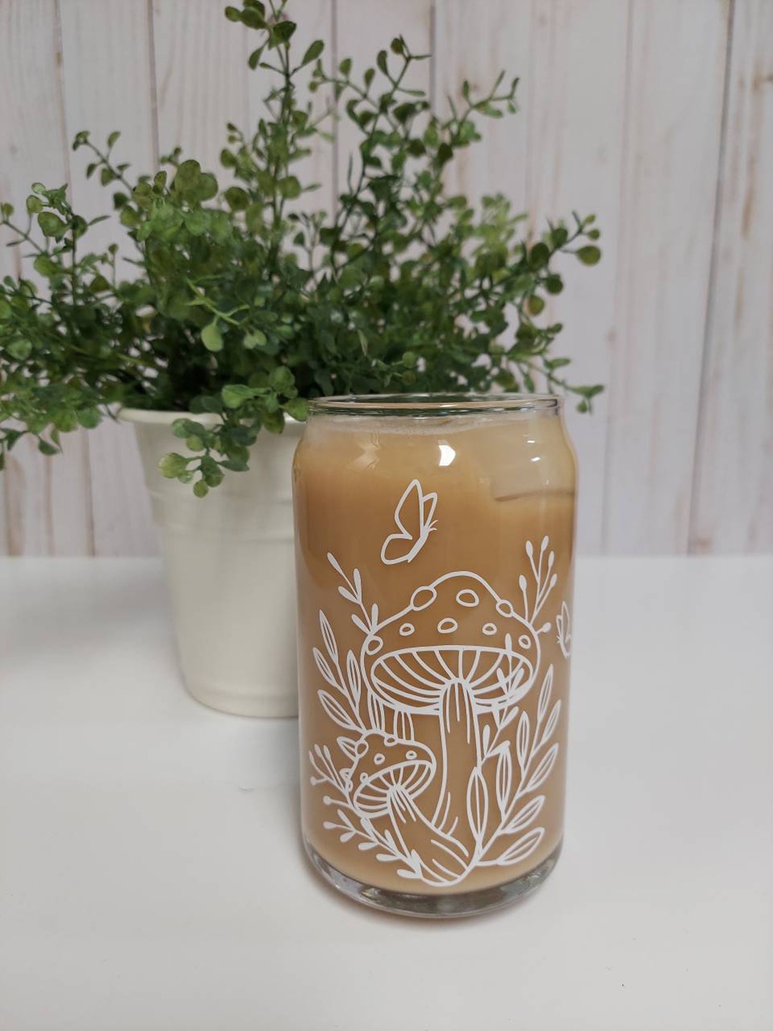 Mushroom Iced Coffee Glass Beer Can Glass Iced Coffee Glass Etsy