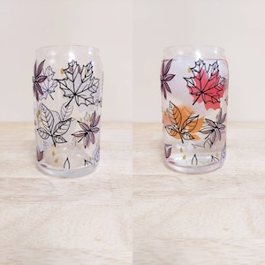 Herbst Eisglas, Bierkanne Glas, Eiskaffeeglas, Herbstlaubtasse, Herbst-Eistasse, Herbsteis Kaffeetasse, Farbwechselbecher