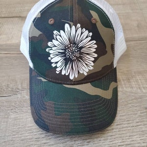 Flower Baseball Hat - Camo Baseball Hat - Cute Baseball Cap Women - Baseball Cap - Trucker Flower Hat - Camo Trucker Hat - Gifts for Her