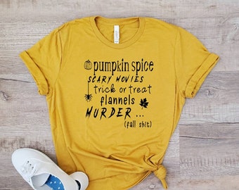 Pumpkin Spice Skräckfilmer - Söt hösttröja - Hösttröja för kvinnor - Gåvor till henne - Höstälskare-tröja - Rolig hösttröja - Hösttröja