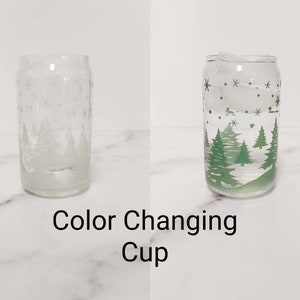 Christmas Tree Iced Coffee Glass, Beer Can Glass, Iced Coffee Glass, Christmas Cup, Christmas Coffee Cup, Coffee Cup, Color Changing Cup