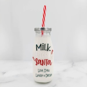 Biberon de lait pour le père Noël - Lait pour le père Noël - Lait du père Noël - Tasse à lait personnalisée pour le père Noël - Verre à lait pour le père Noël - Biberon de lait - Lait et biscuits