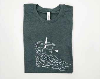 Coffee Shirt, Coffee Lover Shirt, Bring Me An Iced Coffee, Iced Coffee Shirt, Cute Coffee Shirt, Skeleton Shirt, Skeleton Coffee Shirt