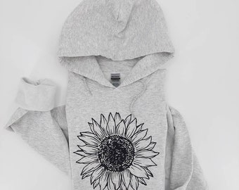 Minimalistischer Hoodie - Sonnenblumen Hoodie - Sonnenblume Shirt - Blumen Hoodie - Süßer Hoodie für Frauen - Wildblumen Pullover - Herbst Hoodie