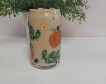 Pumpkin Glass Fall Cup Beer Can Glass Iced Coffee Cup Festive Fall cup Fall Mug Pumpkin Cup