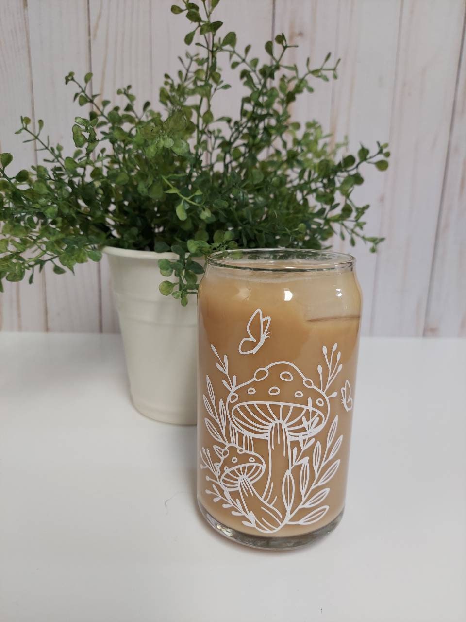 Mushroom Iced Coffee Glass Beer Can Glass Iced Coffee Glass Etsy