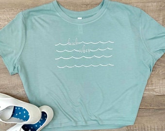 Beach Vibes Shirt - Cropped Summer Shirt - Cute Crop Top - Beach Vibes - Summer Shirt for Women - Cute Shirt for Women - Summer Crop Tops