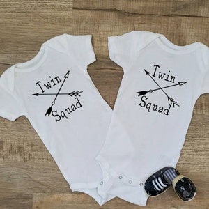 Twin Bodysuit Set - Twin Squad - Baby Shower Gift - Funny Twin Sets - Cute Twin Bodysuits - Twin Mom Gift - Mom To Be Gift