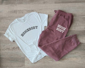 Camiseta Homebody - Pantalones deportivos Homebody - Pantalones jogger Homebody - Conjunto jogger bonito - Pantalones jogger teñidos con pigmentos - Pantalones jogger bonitos para mujer - Conjunto jogger bonito