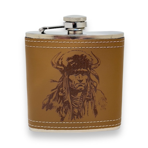 6oz Native Warrior Leather Flask 6oz Native Warrior Leather Flask