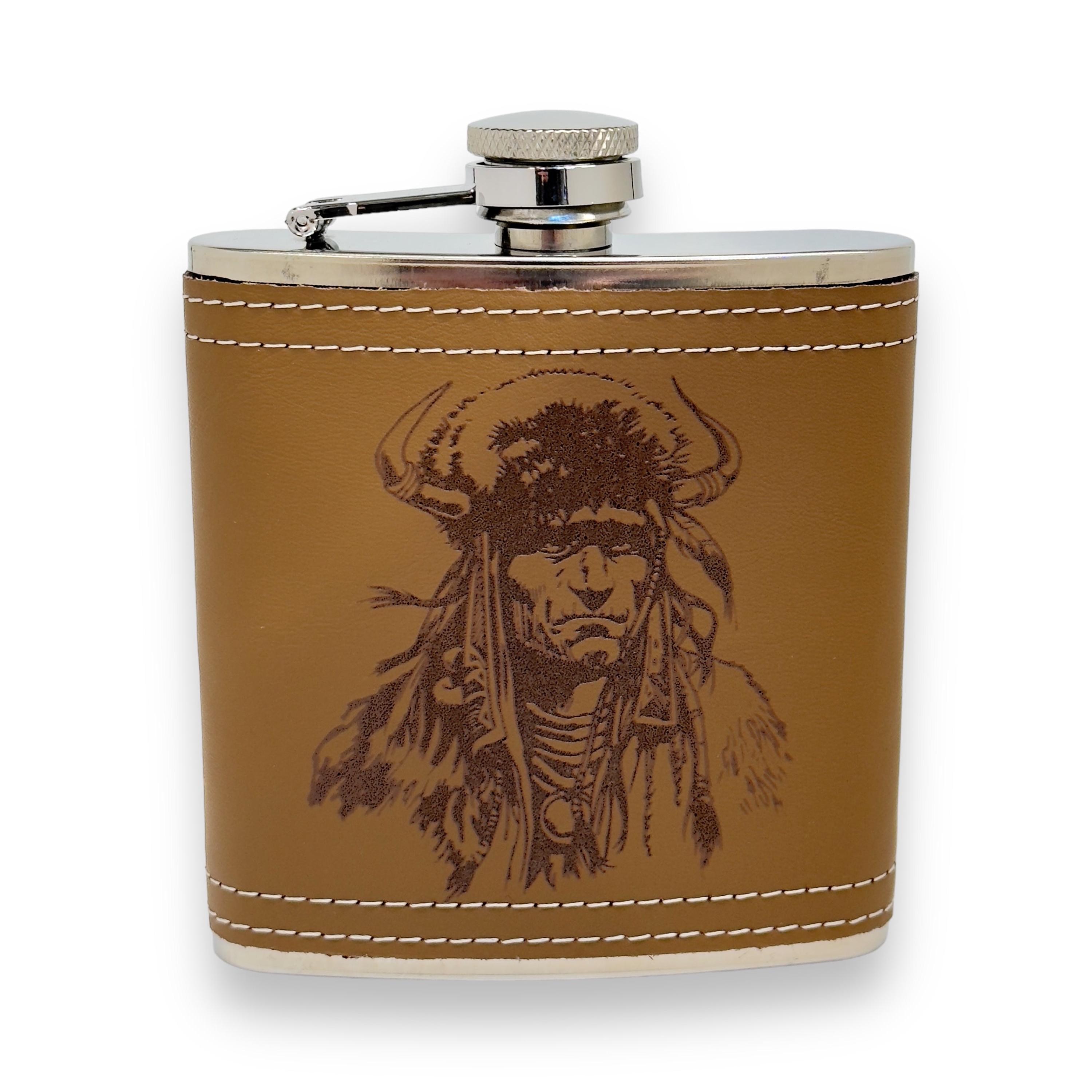 6oz Native Warrior Leather Flask 6oz Native Warrior Leather Flask