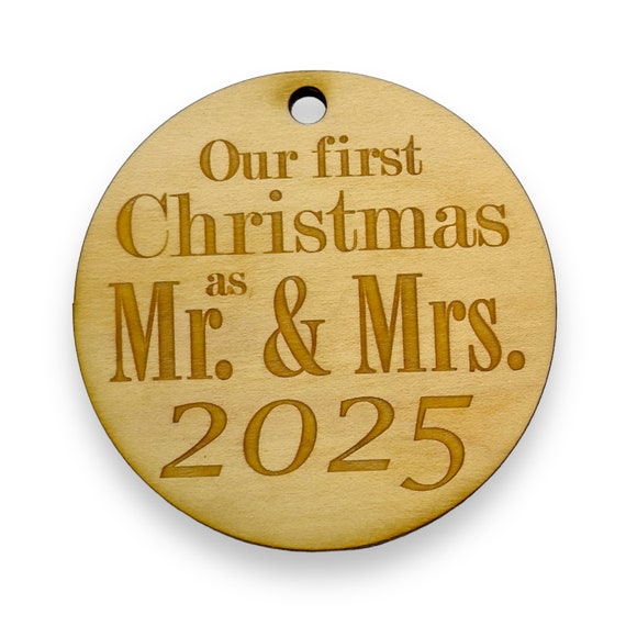Ornament - 2021 Our First Christmas as Mr and Mrs - Raw Wood 3x3in Ornament - 2021 Our First Christmas as Mr and Mrs - Raw Wood 3x3in