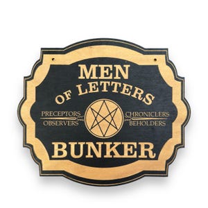 Búnker de Hombres de Letras - Letrero de puerta negro de 10 x 8