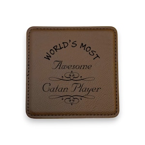 Coaster - Worlds most awesome Catan player - SET OF 2 - Leather or Stitched Cork Coaster - Worlds most awesome Catan player - SET OF 2 - Leather or Stitched Cork