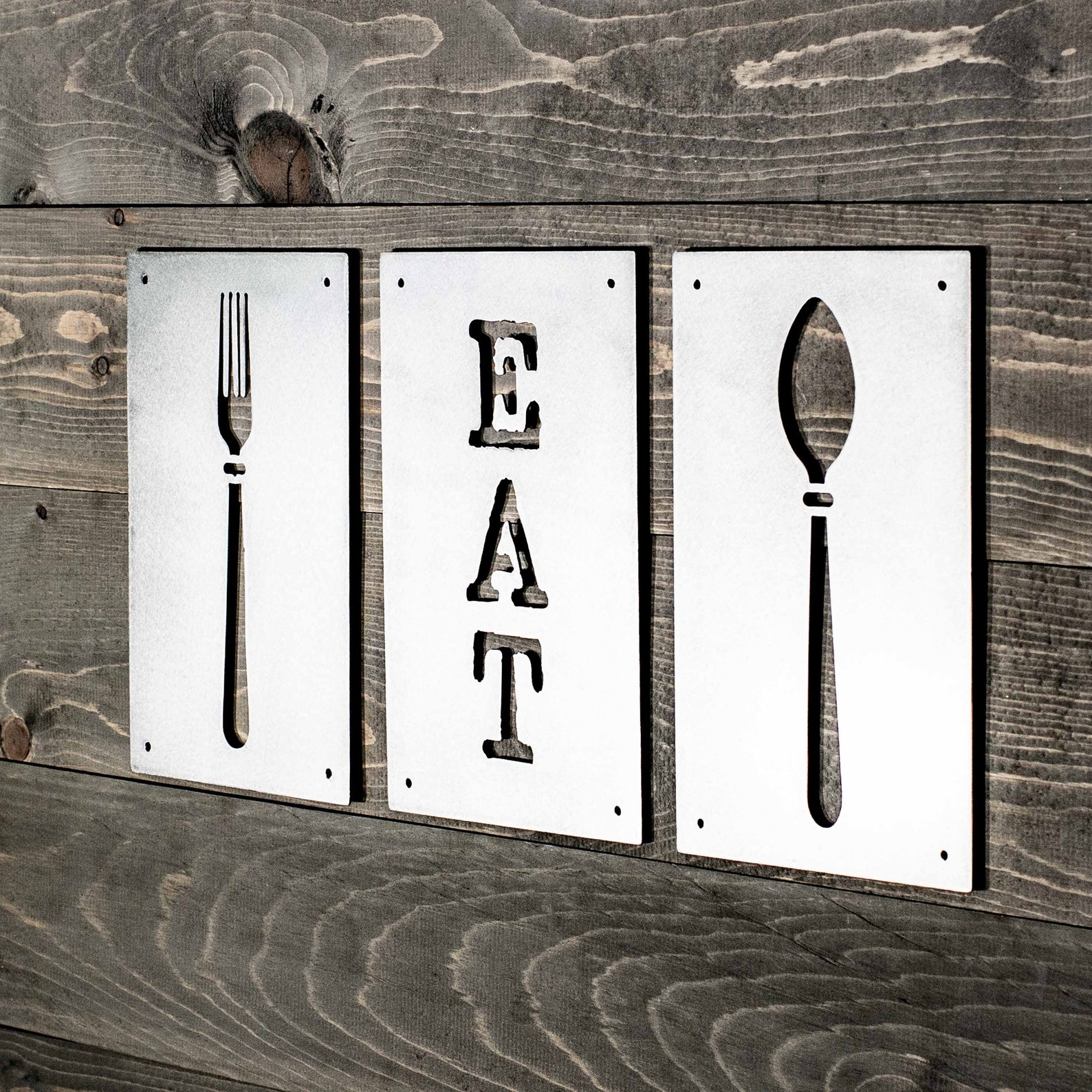 Eat Fork And Spoon Metal Sign 10x6in Each Etsy