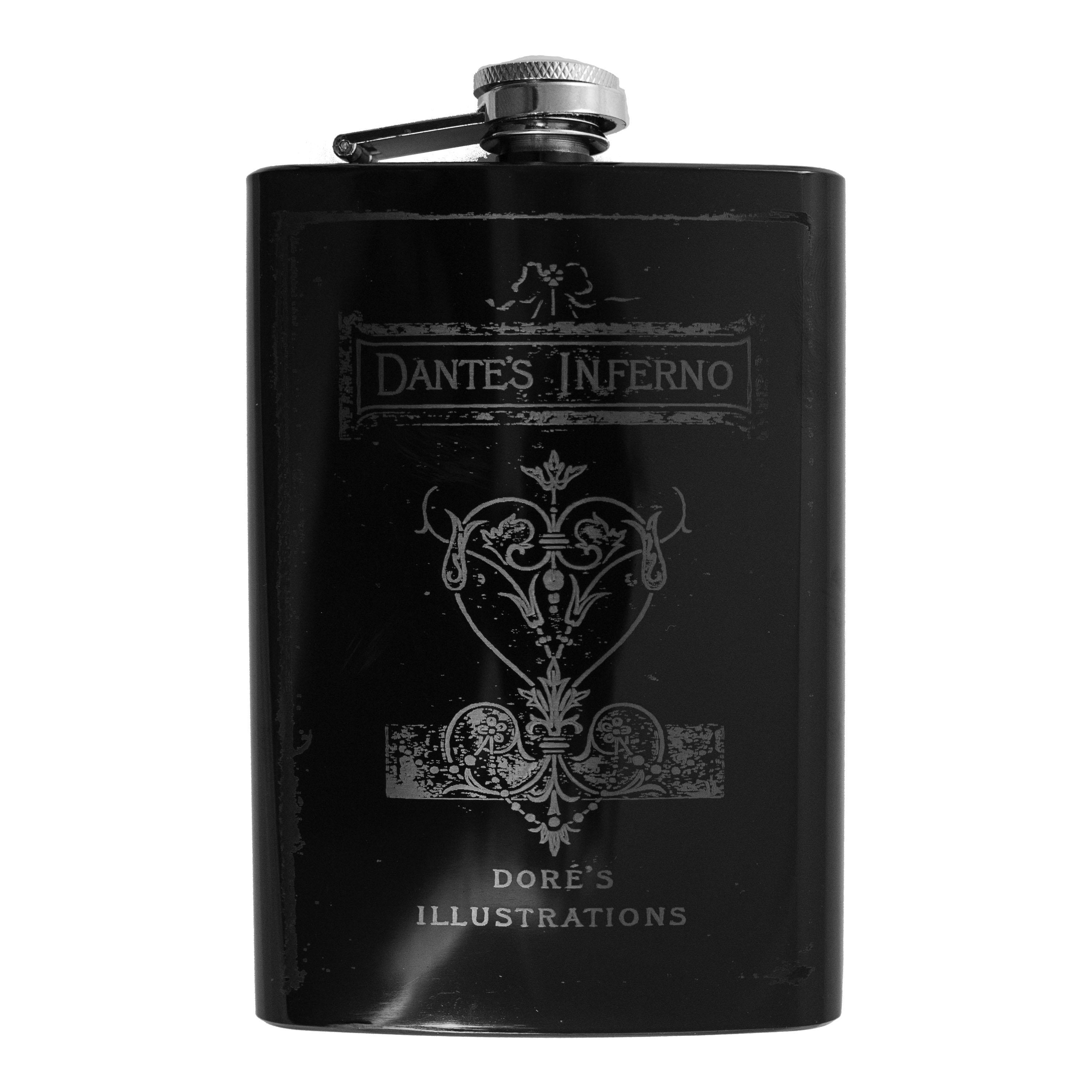 8oz BLACK Dantes Inferno Flask Laser Engraved 8oz BLACK Dantes Inferno Flask Laser Engraved