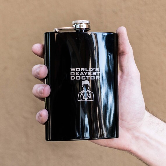 8oz BLACK World's Okayest Doctor Flask 8oz BLACK World's Okayest Doctor Flask