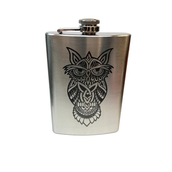 8oz Celtic Owl Stainless Steel Flask 8oz Celtic Owl Stainless Steel Flask