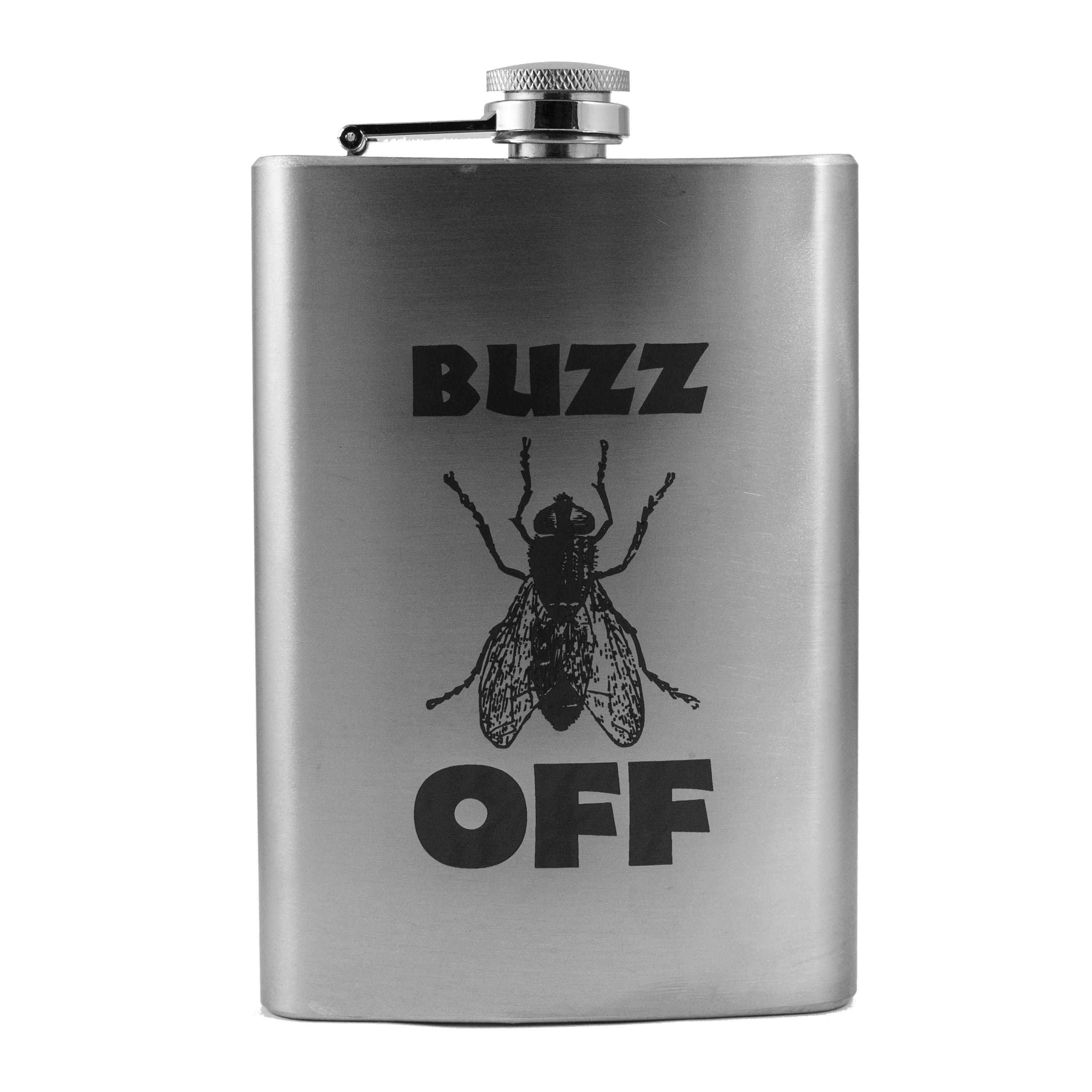 8oz Buzz Off Stainless Steel Flask Bug Novelty 8oz Buzz Off Stainless Steel Flask Bug Novelty